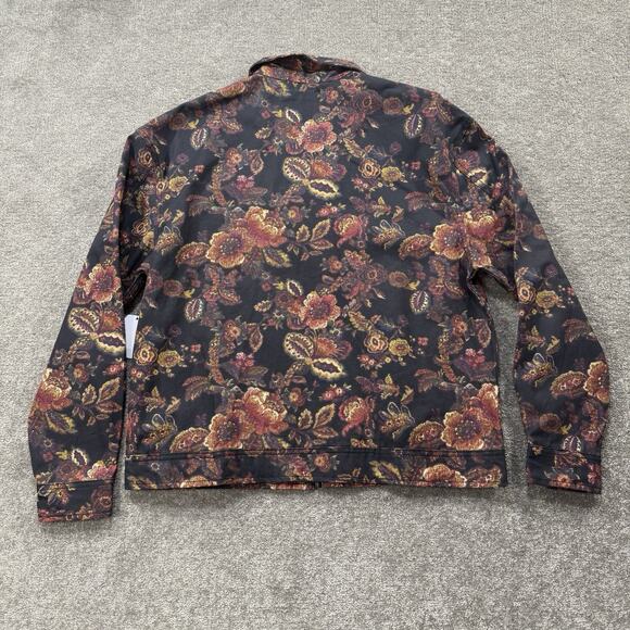 Fresh Prints of Bel-Air Floral Jacket Men M Black Multi Cotton Zip Up Streetwear - Picture 10 of 11
